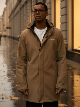 Парка спортивная мужская с капюшоном softshell бежевого цвета 9565B - Mtforce фото 43