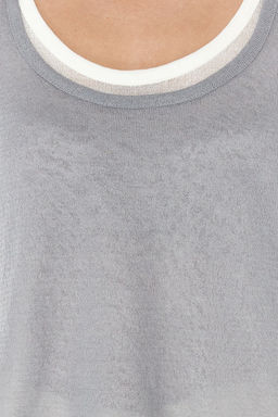 Gri Cift Kat Triko Ince Bluz TWOSS24BZ00599 - Trendyolmilla фото 4