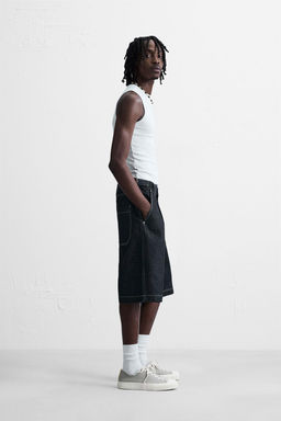 BELTED BAGGY FIT DENIM BERMUDA SHORTS - Zara фото 4