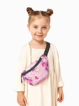 Сумка поясная детская для девочки на молнии, розовая