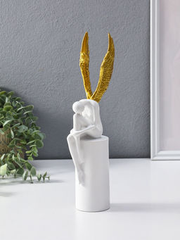 Сувенир полистоун "Ангел" белый с золотом 6х8,3х31 см