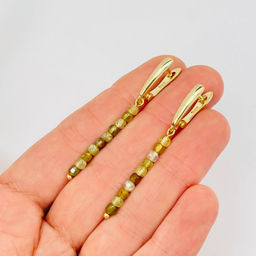 Серьги длинные из Граната "Гроссуляр"