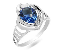 Кольцо из серебра танзанит выращ., СПН4585