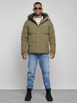 Куртка молодежная мужская зимняя с капюшоном цвета хаки 8356Kh - Wonderrman фото 2