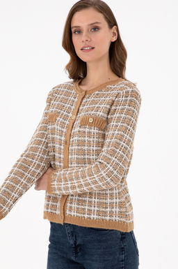 Женский кардиган светло-коричневого цвета из трикотажа Дополнительная скидка 11% в корзине - U.s. polo assn фото 3