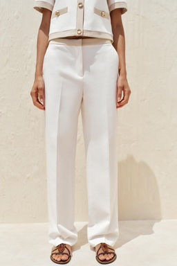 STRAIGHT-LEG TROUSERS WITH CONTRAST WAIST - Zara фото 10