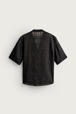 CAMISA SEMITRANSPARENTE JACQUARD CUADROS / Negro