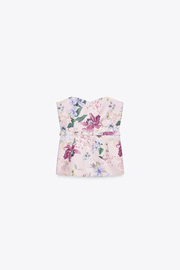FLORAL PRINT BUSTIER TOP WITH BELT - Zara фото 3