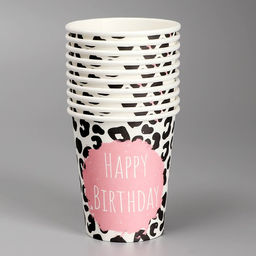 Цена за 10 шт. Стакан бумажный Happy Birthday, принт, 250 мл - Страна карнавалия фото 2
