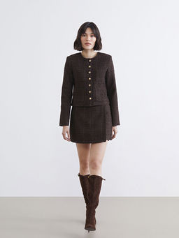 Beli Fermuarl? Dokulu T?vit ?ort Etek