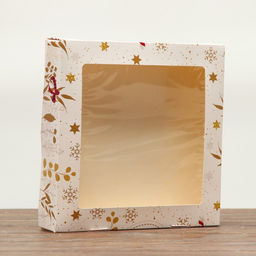 Цена за 20 шт. Коробка складная с окном Новогодняя 20 х 20 х 4 см