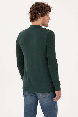 Erkek Regular Fit Fermuarl_ Koyu Ye_il Basic Kazak - U.s. polo assn фото 5