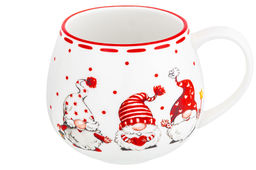 Кружка 400 мл 12,5*10*9,7 см "Весёлые гномики" бочонок + крышка-подст.