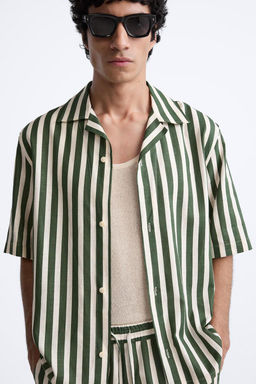 STRIPED VISCOSE/LINEN BLEND SHIRT - Zara фото 5