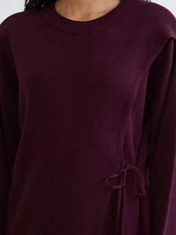 Bisiklet Yaka Ba?lama Detayl? Kad?n Triko Tunik