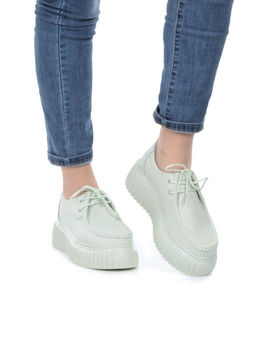 03-PDA169-4 GREEN Полуботинки женские (натуральная кожа)