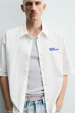 CAMISA LAVADA GR?FICOS ESTAMPADOS / Blanco - Zara фото 5