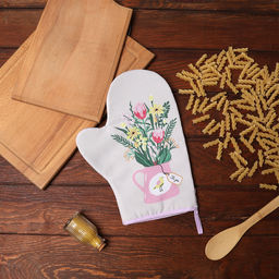 Варежка-прихватка Доляна Букет 20х28 см, 35% хл, 65% пэ, ватин 250 г/м2  фото 5