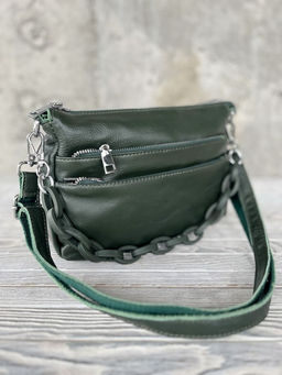 Женская кожаная сумка через плечо 3011 Грин