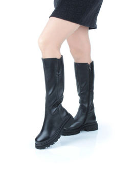 02-FK884-1M BLACK Сапоги зимние женские (натуральная кожа, байка, натуральный мех) - Фабричный китай фото 2