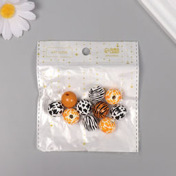 Цена за 2 шт. Бусины для творчества дерево "Звериный принт" набор 10 шт 1,6х1,6х1,6 см