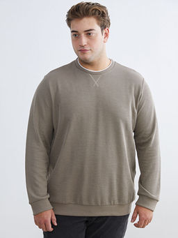 B?y?k Beden Bisiklet Yaka Erkek Sweatshirt