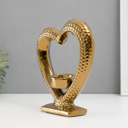 Подсвечник на 1 свечу Сердце на подставке, d=4 см, золото, 17?5.5?19.5 см