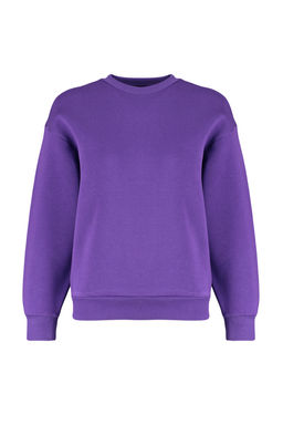TRENDYOLMILLA Siyah Kal?n Ici Polarl? Regular/Normal Kal?p Bisiklet Yaka Basic Orme Sweatshirt TWOAW24SW00101  фото 32