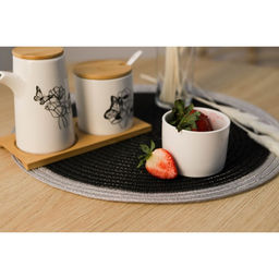 Цена за 10 шт. Салфетка сервировочная на стол Доляна Лана, d=38 см, цвет чёрный  фото 14