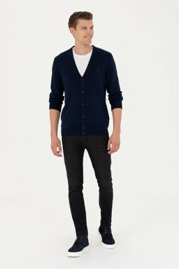 Мужской темно-синий базовый трикотажный кардиган - U.s. polo assn фото 4