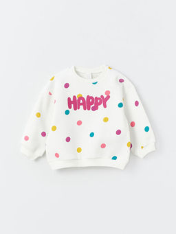 Bisiklet Yaka Uzun Kollu Bask?l? K?z Bebek Sweatshirt ve E?ofman Alt 2li Tak?m - Waikiki фото 2