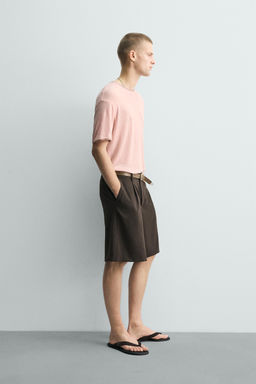 CAMISETA VISCOSA - LINO CONTRASTE / Rosa claro