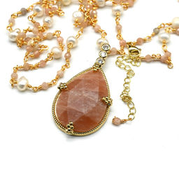 Бусы с подвеской Капля из лабрадора, 78см - Радуга камня фото 8