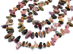 Бусины из турмалина галтовка 5*14мм, 37см, 55 бусин Радуга камня