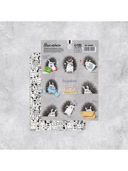 Цена за 10 шт. Наклейки детские бумажные «Ёжики», c раскраской на обороте, 10 х 14 см