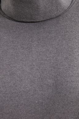 Gri Bal?kc? Yaka Shift/Duz Mini Selanik Uzun Kollu Orme Elbise TWOAW20EL1110