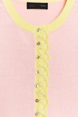 COMBINED POINTELLE KNIT CARDIGAN - Zara фото 7
