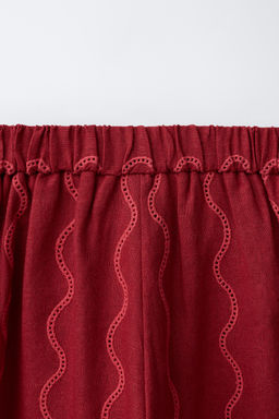 PANTAL?N WIDE LEG ONDAS CON LINO / Rojo fuerte - Zara фото 5