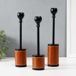 Металлический подсвечник на 1 свечу «Надёжность», d=2.2 см, набор 3 шт., h=27 см, 24.5 см, 23 см