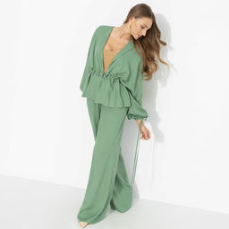 Брючный костюм из 100% вискозы, Серьезная леди (2 в 1, шалфей) - Charutti фото 2