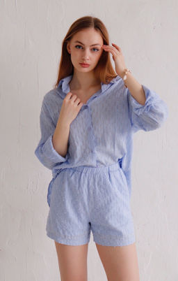 Martichelli Костюм из рубашки и шорт ажурный голубой