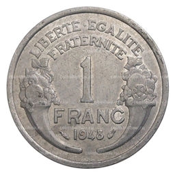 Монета 1 франк 1948 года Франция