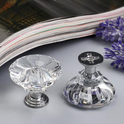 Цена за 2 шт. Ручка для шкатулки металл "Кристалл" набор 2 шт  серебро 2,5х2,8х2,8 см