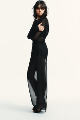 FLOWING SEMI-SHEER TROUSERS - Zara фото 6