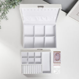 Шкатулка кожзам для украшений Белая матовая 8,7х23х17,5 см - Simaland фото 5