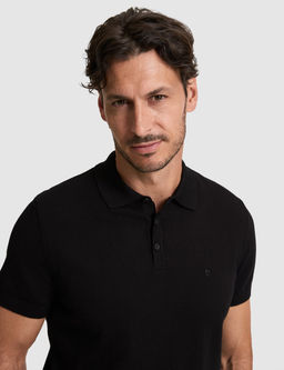 Siyah Slim Fit %100 Pamuk D__meli Polo Yaka Triko Ti__rt