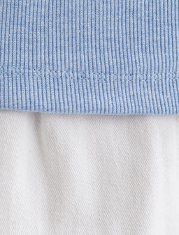 Футболка из плотного трикотажа в рубчик с V-образным вырезом - Vilatte фото 7