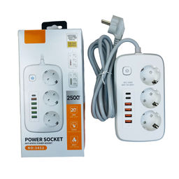 Удлинитель сетевой Buro 3454 3 розетки 4 USB 2 Type-C кабель 2 м белый