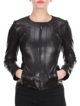 330 DARK BROWN Куртка кожаная женская - Фабричный китай фото 2