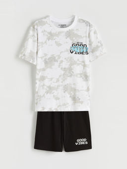 New York Bask?l? Erkek ?ocuk ?ortlu Pijama Tak?m?